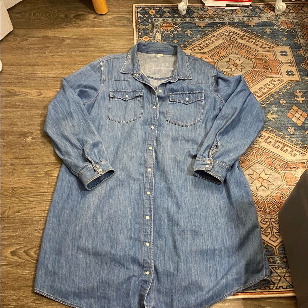 Old Navy Blue Denim Shirt Dress; long sleeved; size XL - Picture 6 of 6